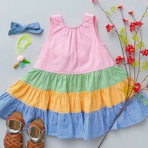 Pink Chicken Pearl Dress in Multi Gingham